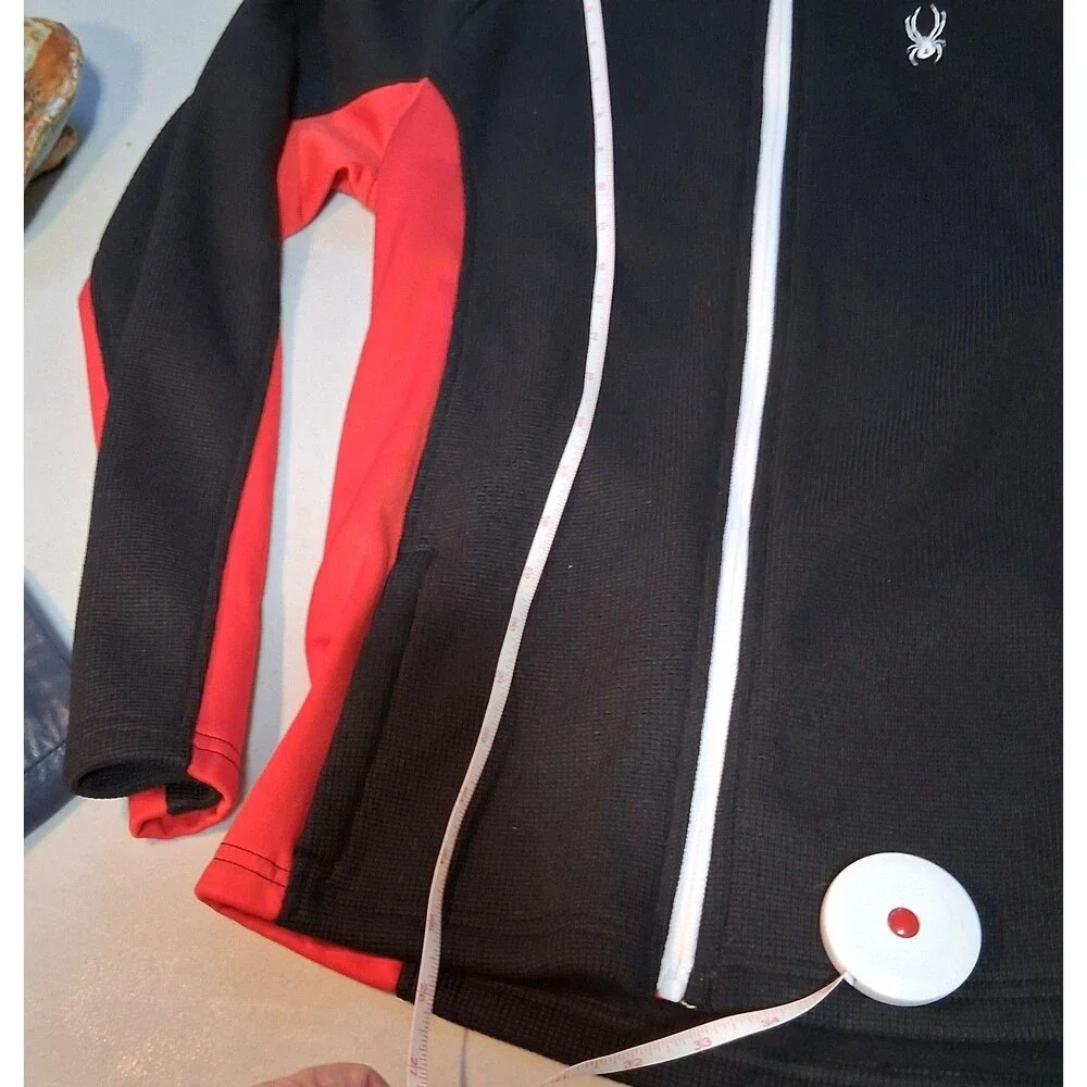 Spyder Boys Full Zip Ski Jacket Red Black Performance Fleece Snowboarding Sz  XL